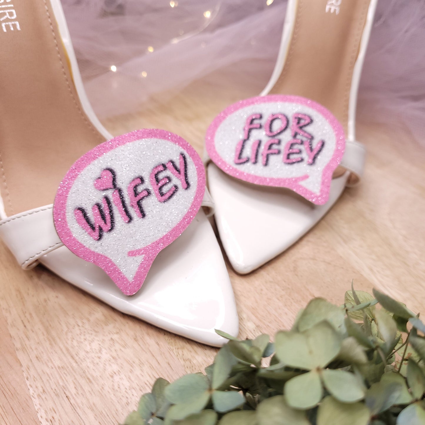 Pink Wifey for Lifey, shoe clips, Bride shoe clips, bridal shower gifts, glitter shoe clips, gift for bride, Rose pink