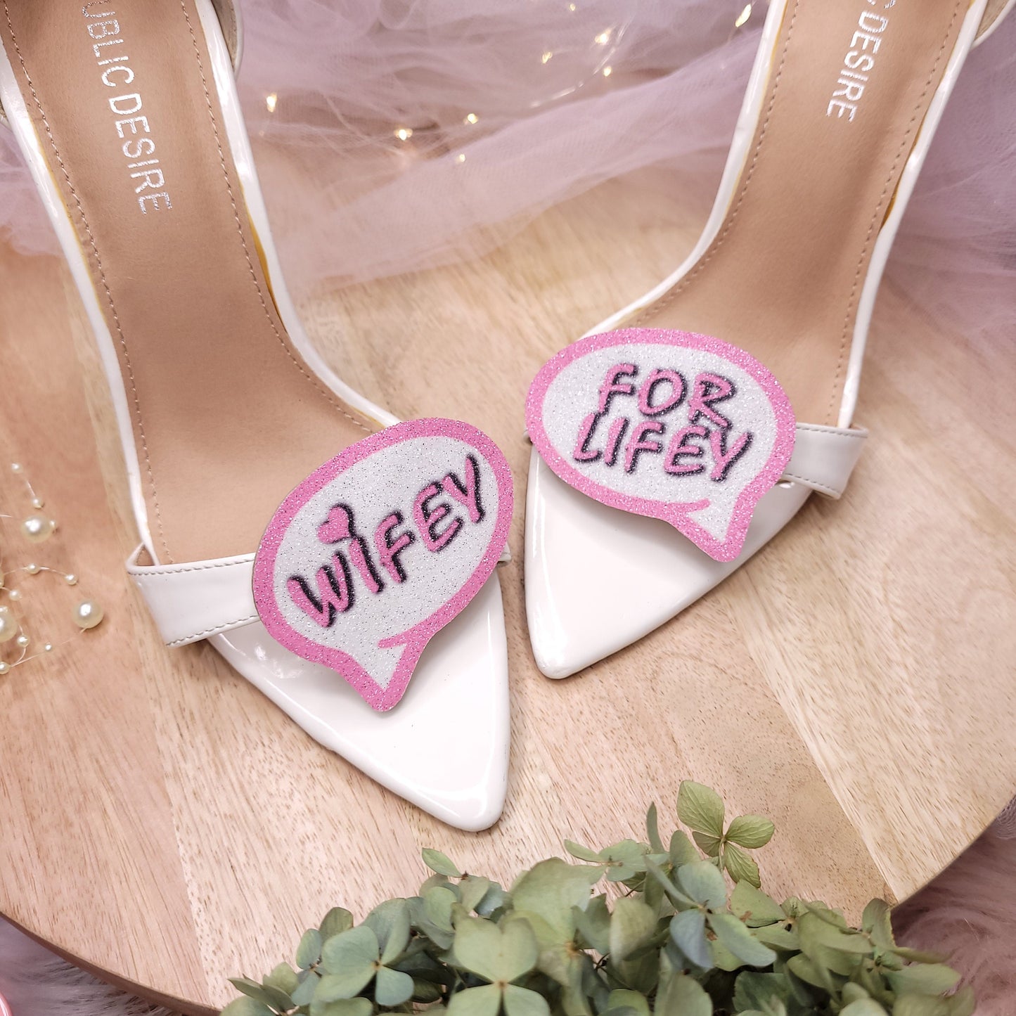 Pink Wifey for Lifey, shoe clips, Bride shoe clips, bridal shower gifts, glitter shoe clips, gift for bride, Rose pink