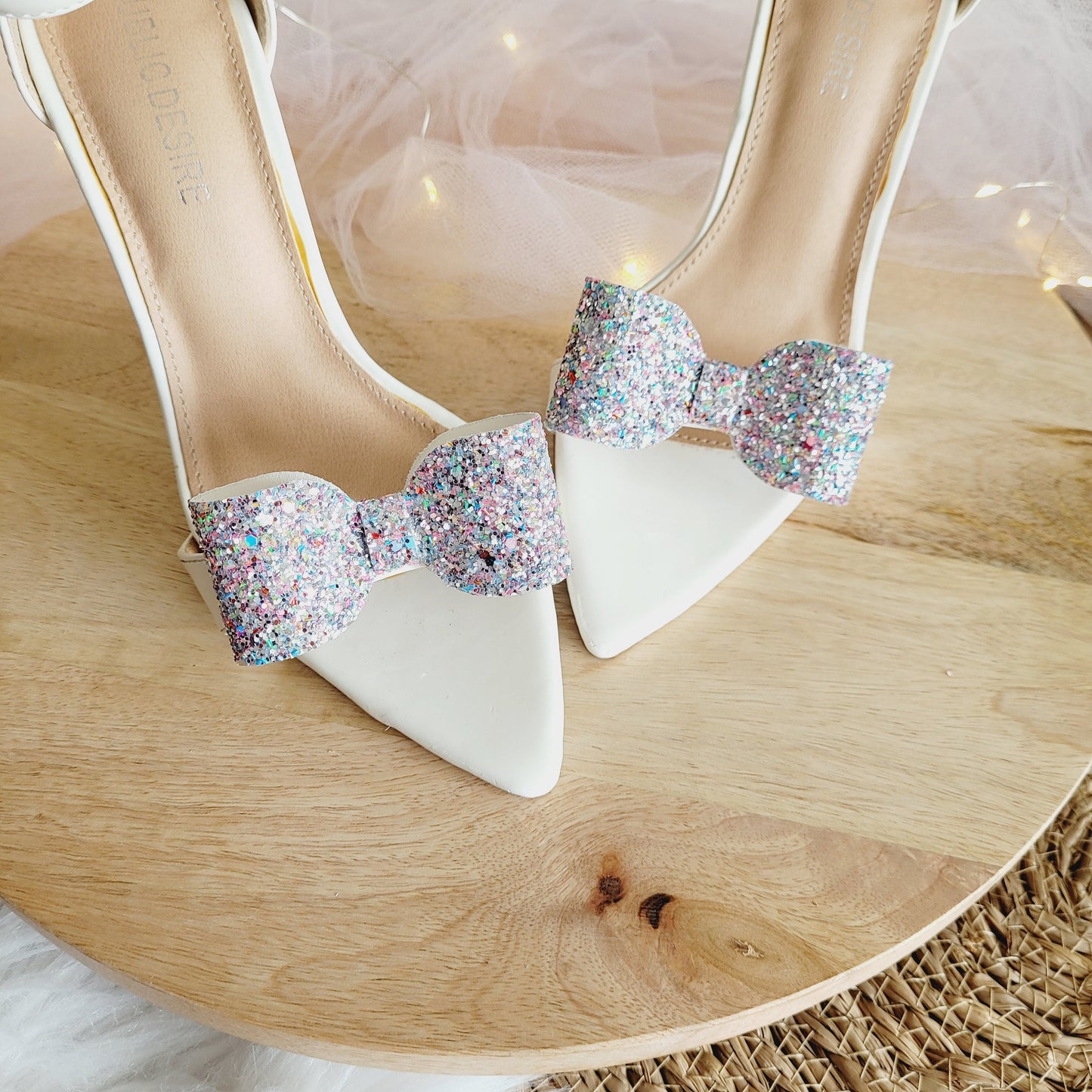 Pastel Glitter Bow Shoe Clips, bow shoe clips, glitter bow, prom shoe clips, Christmas bow, wedding bow, bow for bride, bridesmaid shoe clip