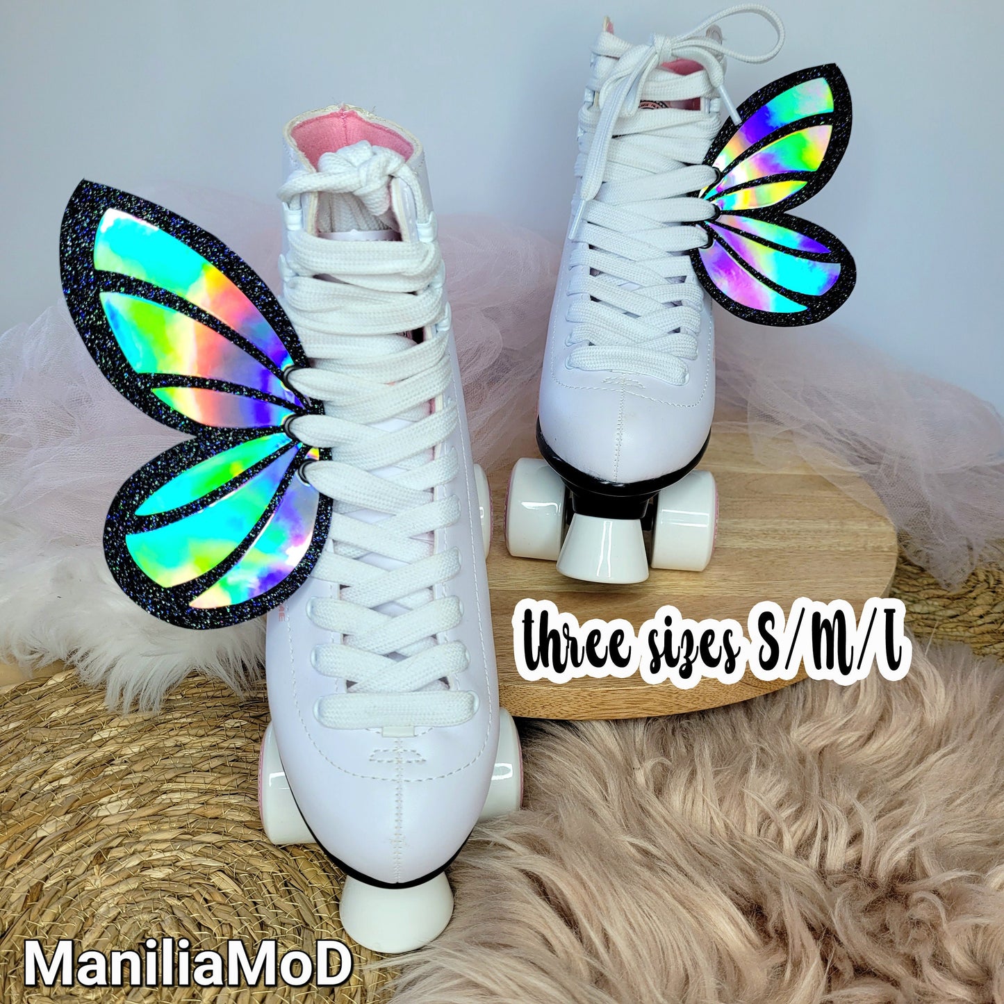 Opal Butterfly Wings, wings for shoes and roller skates, Glitter Butterfly Wings, skate wings,large shoe wings,holographic wings,three sizes